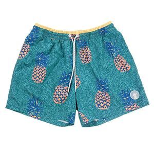 Chubbies Swim Trunks Mens Large 5.5" Inseam Teal Blue Pineapple Print Mesh Lined